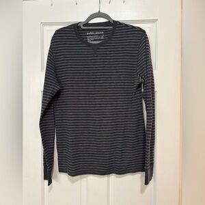 Public Opinion Long Sleeve Tee – Men’s Medium – Black with Grey Stripes